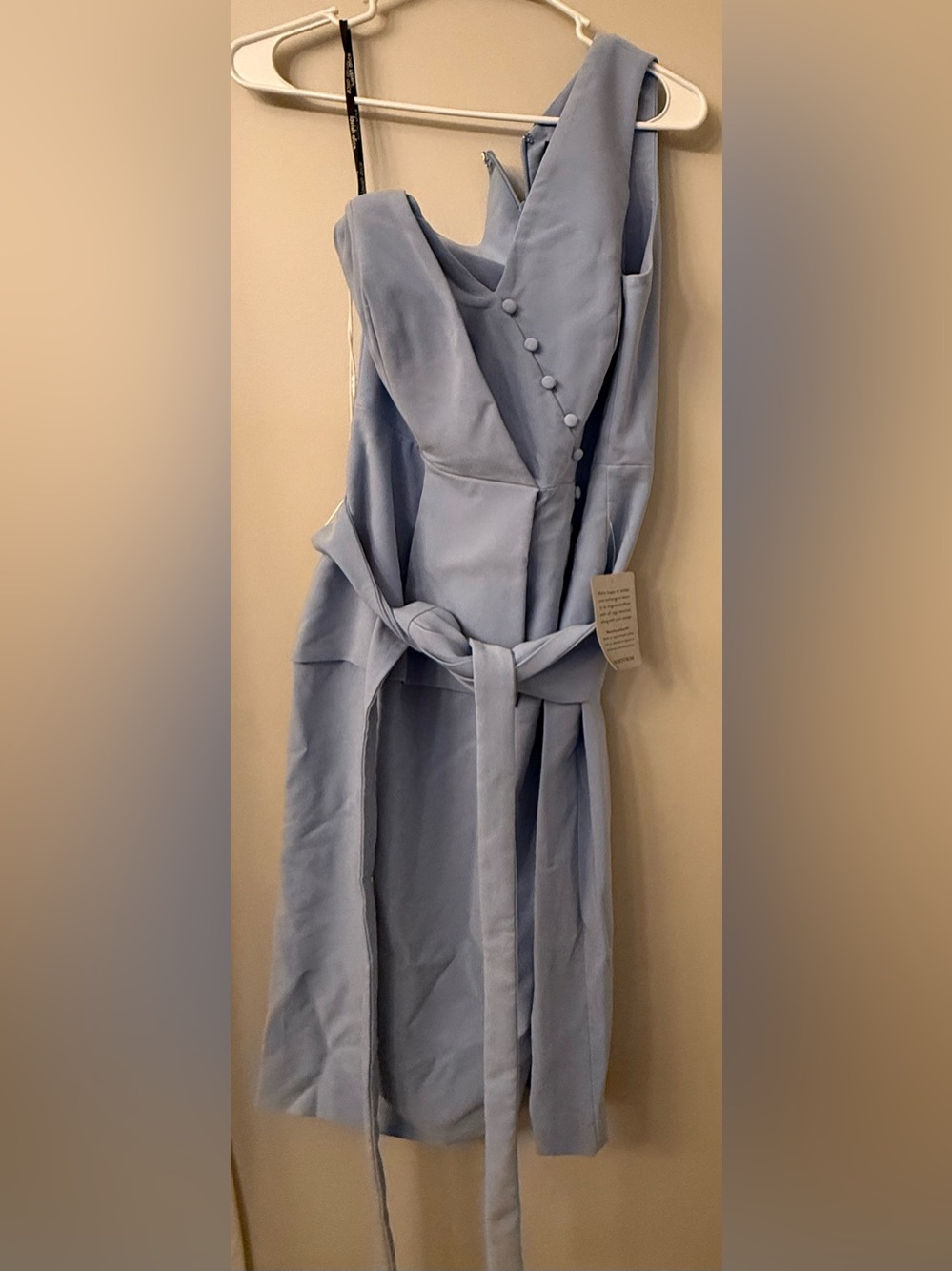 Lavish Alice Light Blue Wrap Midi Dress with Self-Tie Belt